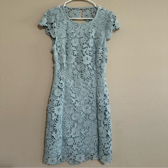 Lulus Romance Language Light Blue Backless Lace Dress Size M - Picture 2 of 10